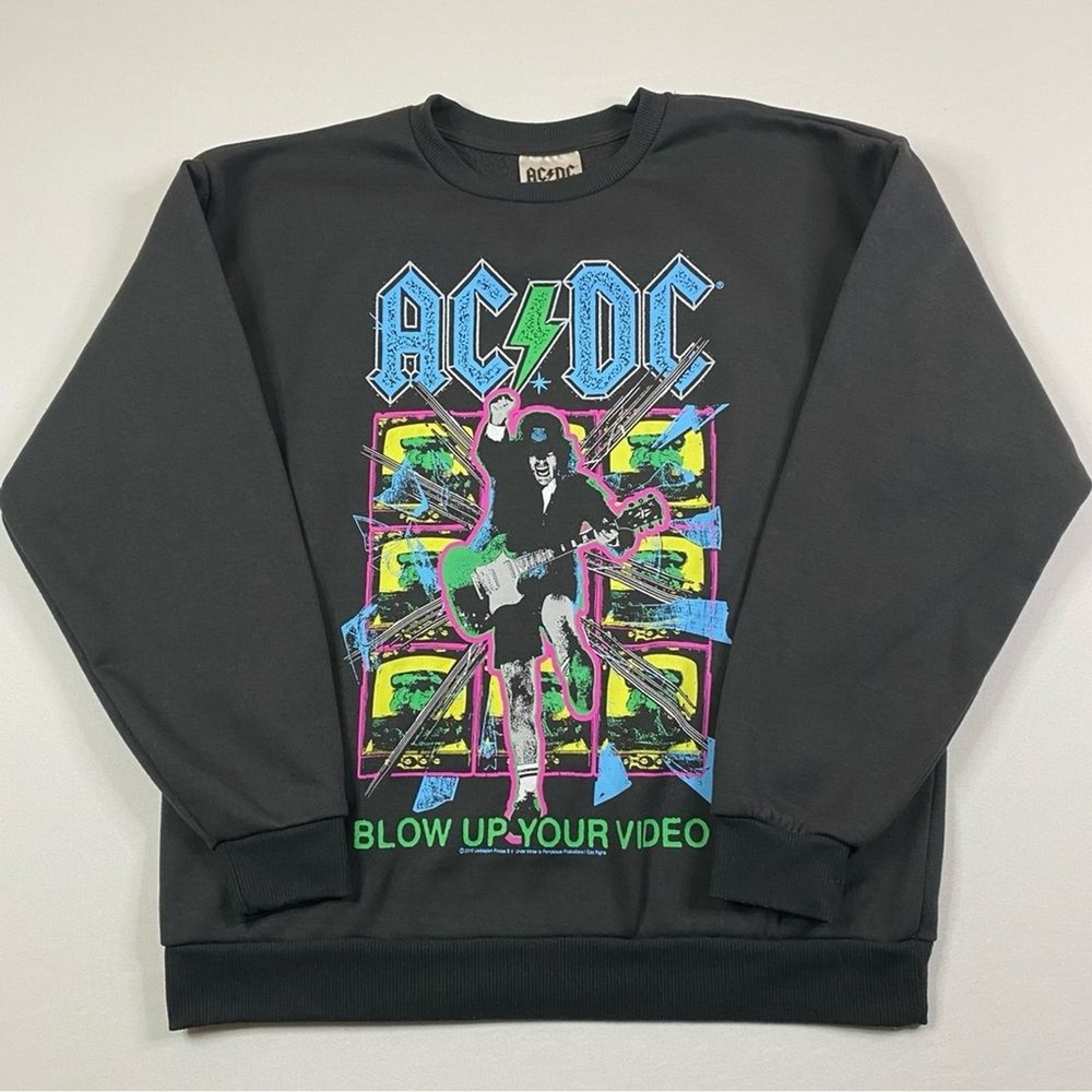 AC/DC Sweatshirt Womens Small Colorful 80's Hard Rock‎ Crewneck Pullover